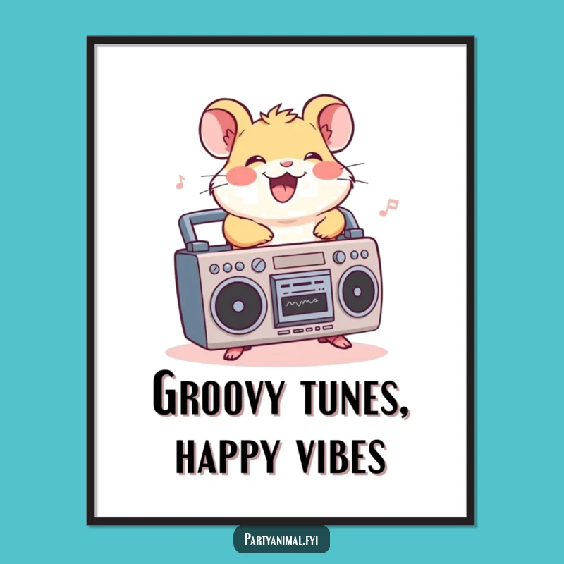 Free Printable Hamster Wall Art: Groovy Boombox Rider Funny Downloadable Decor