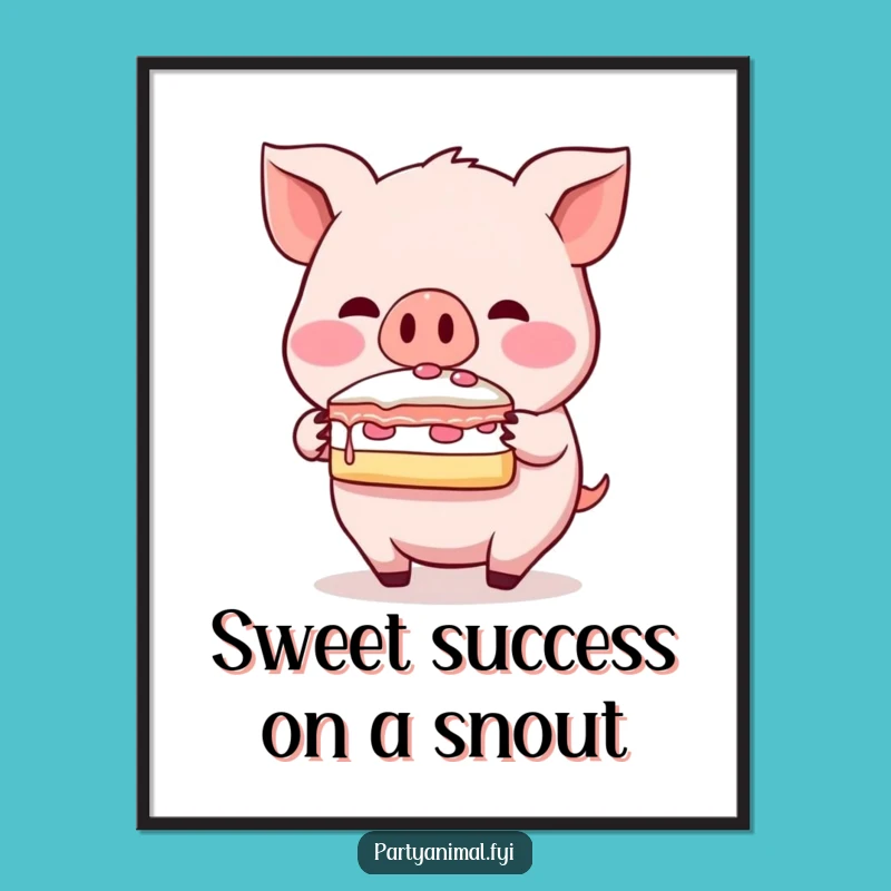 Free Printable Pig Wall Art: Cake Balance Funny Downloadable Decor