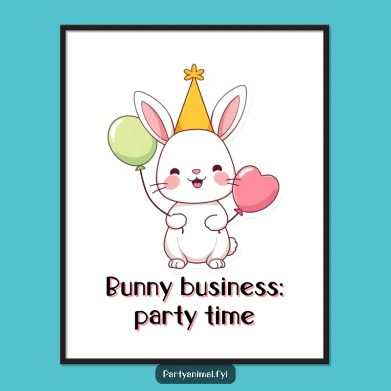 Free Printable Wall Art: Cheerful Rabbit Party Fun Funny Downloadable Art