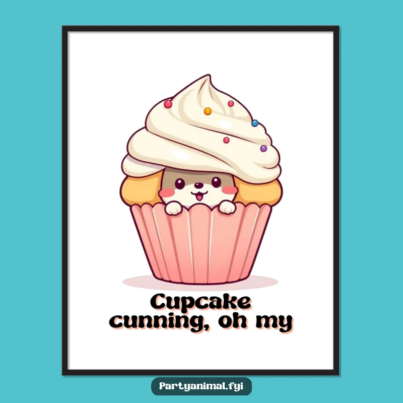 Free Printable Wall Art: Mischievous Cupcake Animal Whimsical Downloadable Art