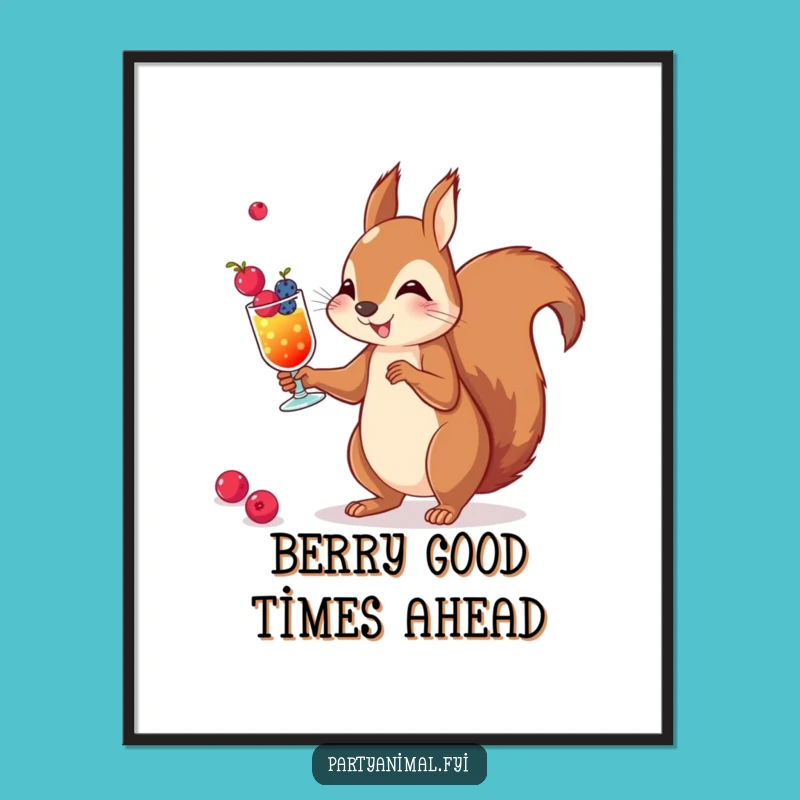 Free Printable Wall Art: Whimsical Juggling Squirrel Cocktail Art