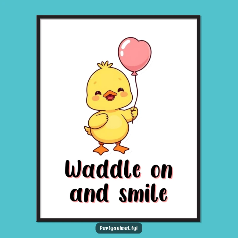 Funny Free Printable Wall Art: Cheerful Duck Balloon Decor Downloadable
