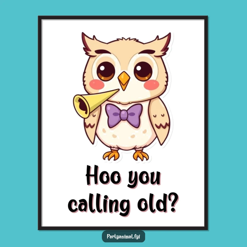 Funny Free Printable Wall Art: Dapper Owl, Party Horn - Whimsical Downloadable Decor