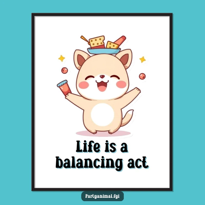 Funny Free Printable Wall Art: Snack-Balancing Animal Downloadable Art for Whimsical Decor