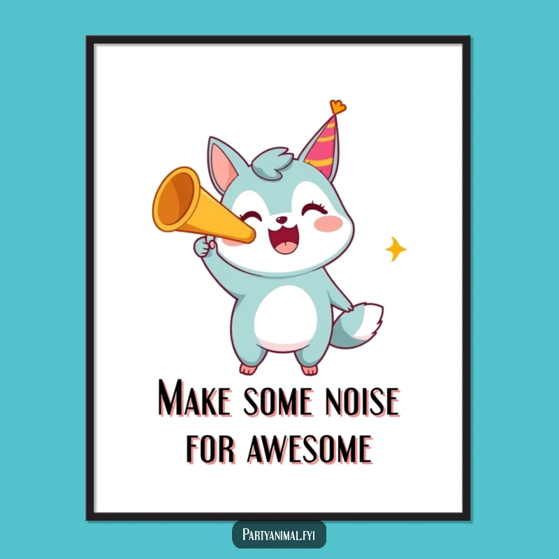 Free Printable Wall Art: Party Horn Animal, Vibrant Downloadable Decor for Festive Spaces