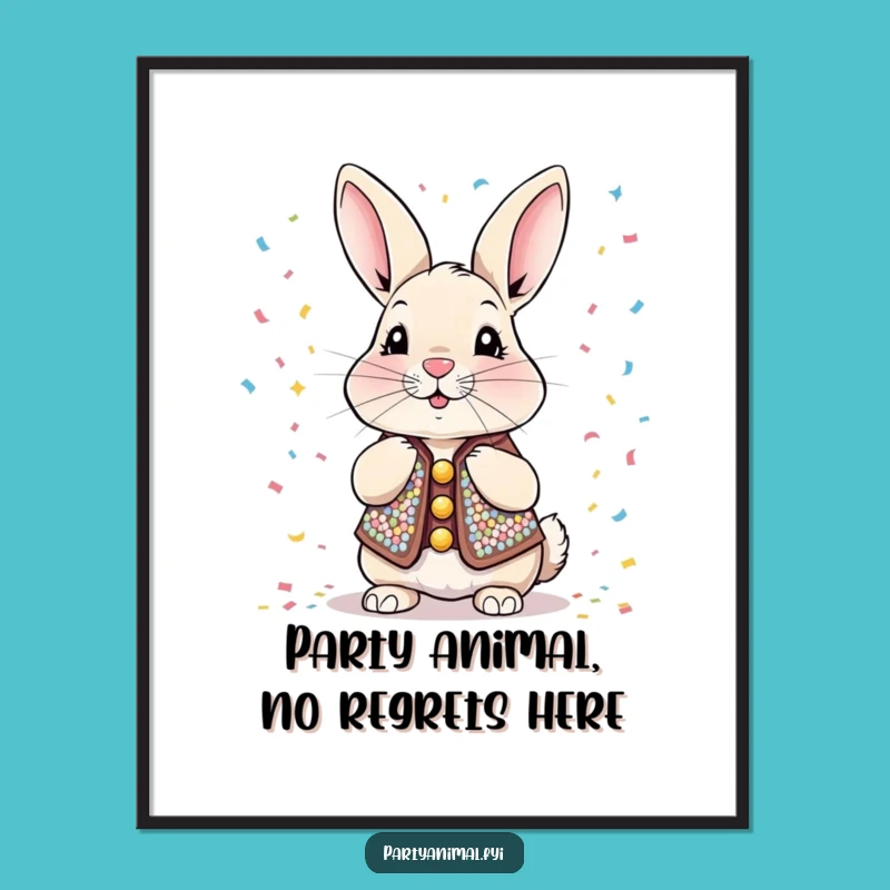 Free Printable Rabbit Wall Art: Humorous Sequined Bunny Downloadable Decor