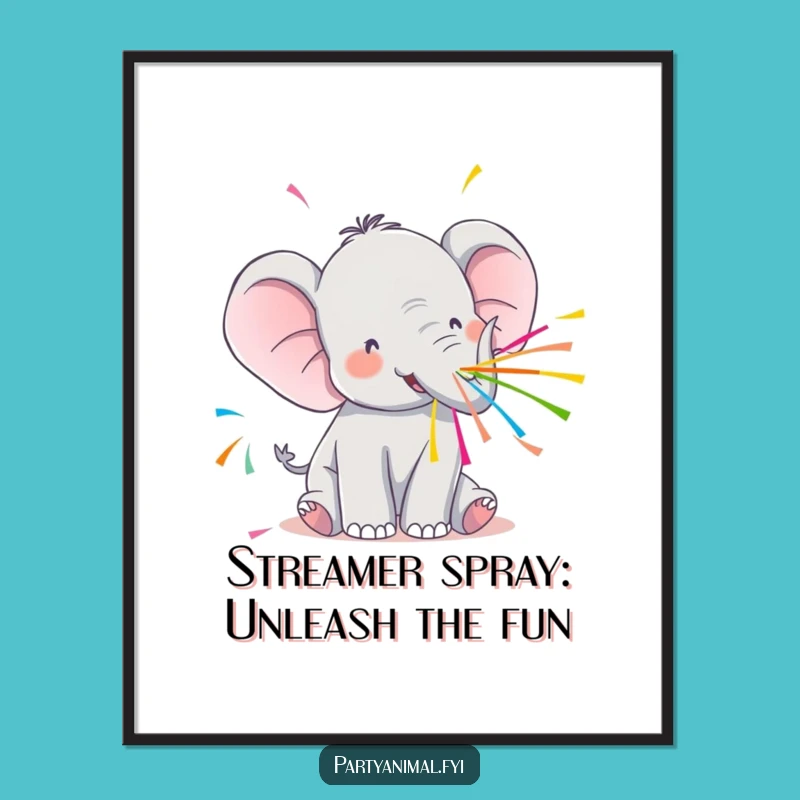 Festive Free Printable Kawaii Elephant Streamer Spray Wall Art!