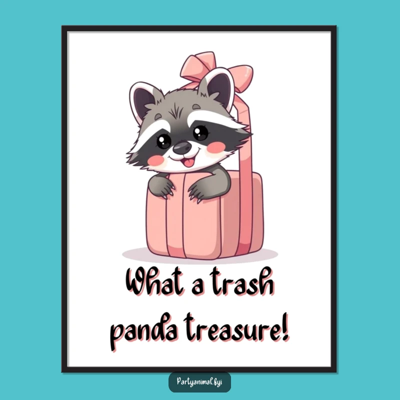 Free Printable Wall Art: Raccoon's Gift Peek, Quirky & Funny Downloadable Decor
