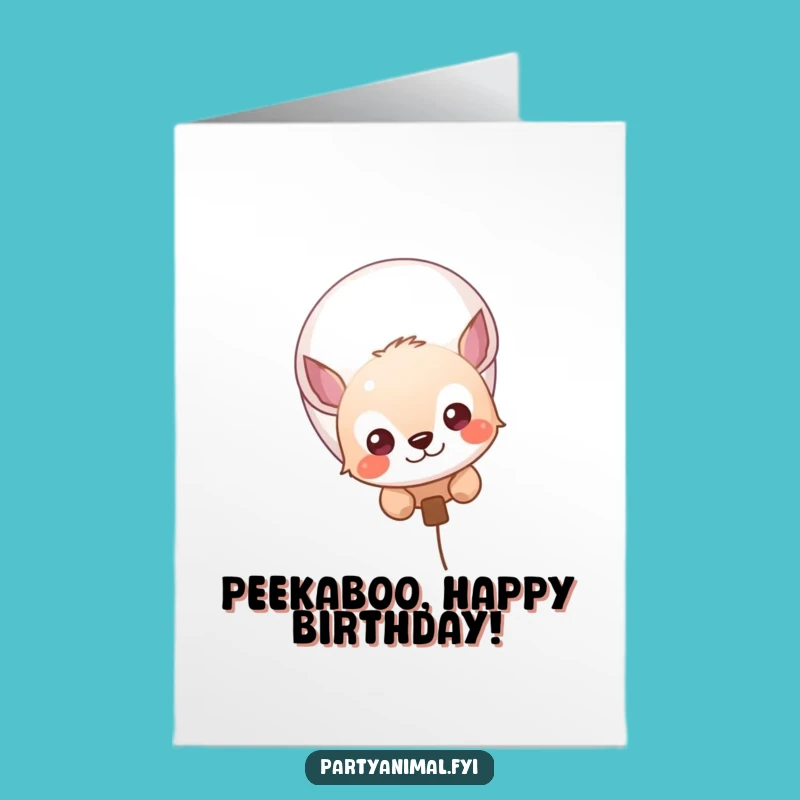 Free Printable Birthday Card: Curious Animal Behind Balloon - Cute DIY Fun!