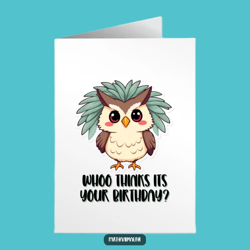 Free Printable Birthday Card: Diva Owl Boa - Glamorous Funny Download