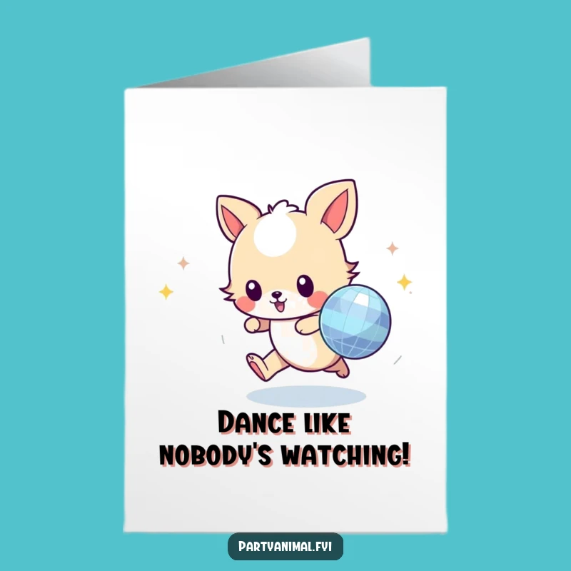 Free Printable Birthday Card: Funny Animal Disco Ball Design for a Groovy Downloadable Gift