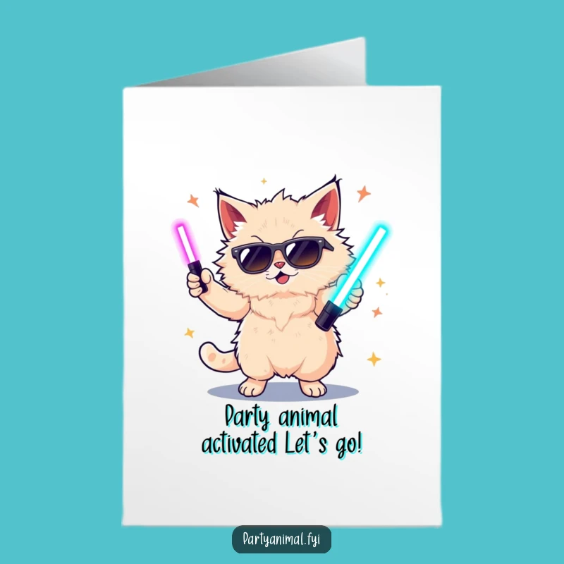 Free Printable Birthday Card: Funny Dancing Cat Card for Epic Parties
