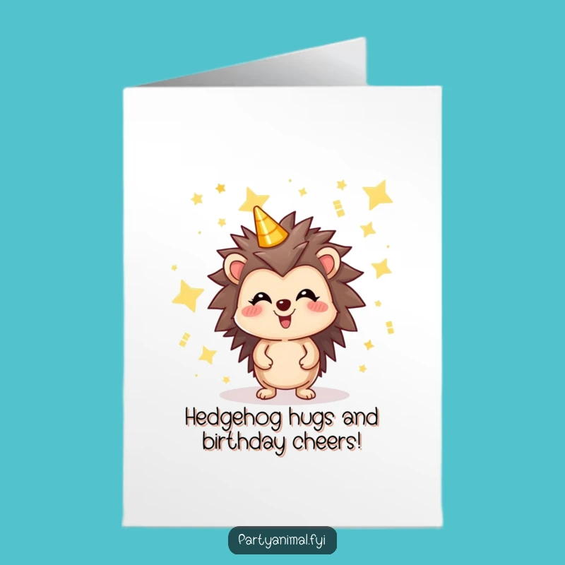 Free Printable Birthday Card: Hedgehog Star Party - Joyful Downloadable Greeting