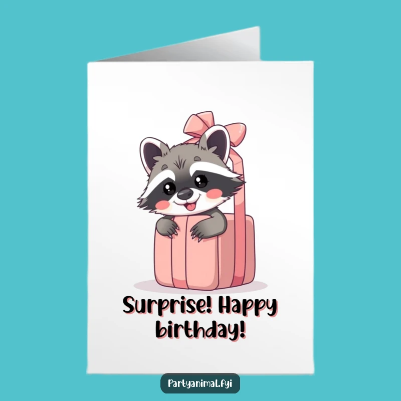 Free Printable Birthday Card: Raccoon's Gift Surprise, A Hilarious Downloadable Birthday Treat
