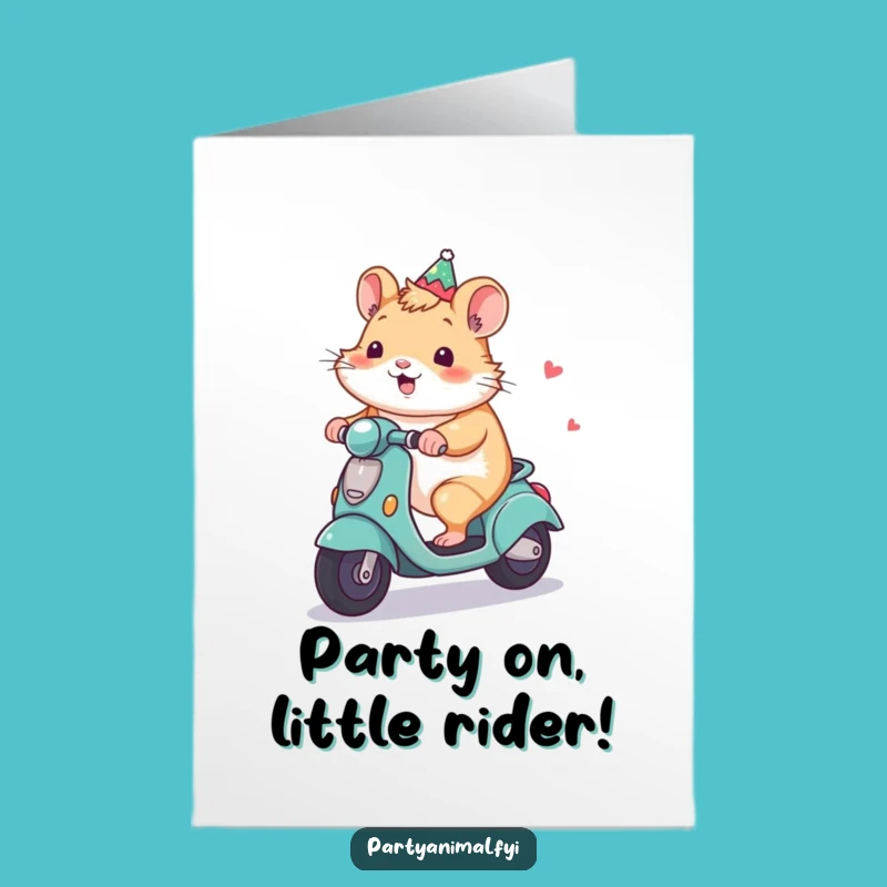 Free Printable Hamster Scooter Card: Joyful Birthday Downloadable Gift for Speedy Smiles