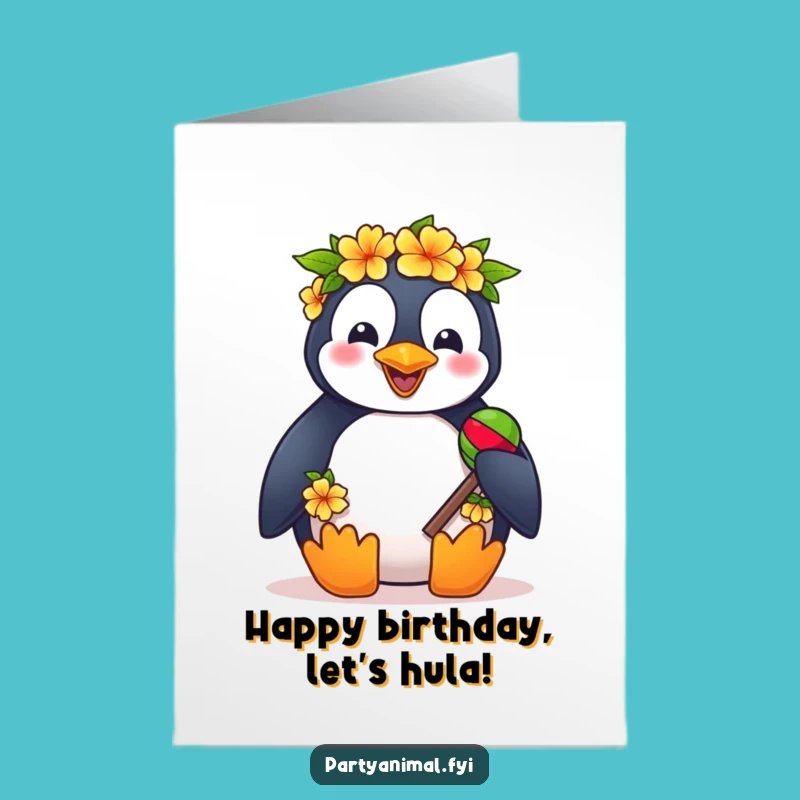 Free Printable Birthday Card: Cheerful Penguin Fiesta Birthday Fun