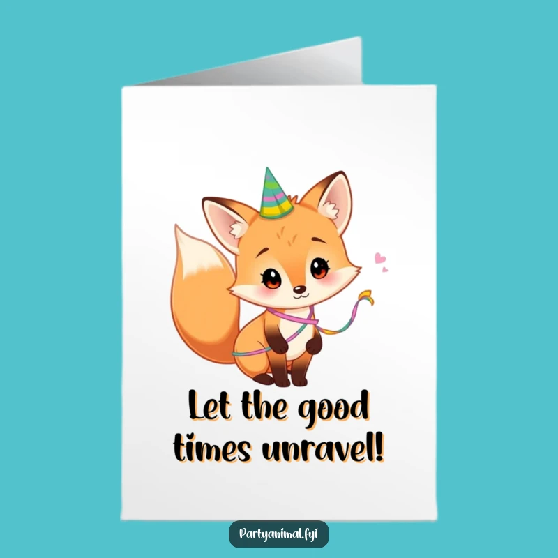 Free Printable Fox Birthday Card: Streamer Surprise Downloadable Fun Gift