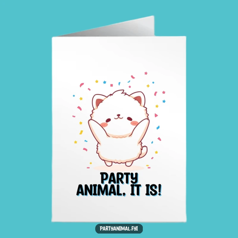 Free Printable Birthday Card: Joyful Fluffy Animal Confetti Fun Downloadable Gift