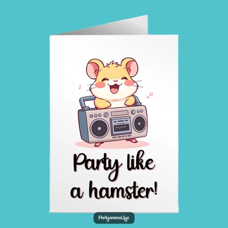 Free Printable Hamster Birthday Card: Groovy Boombox Rider Funny Downloadable Gift