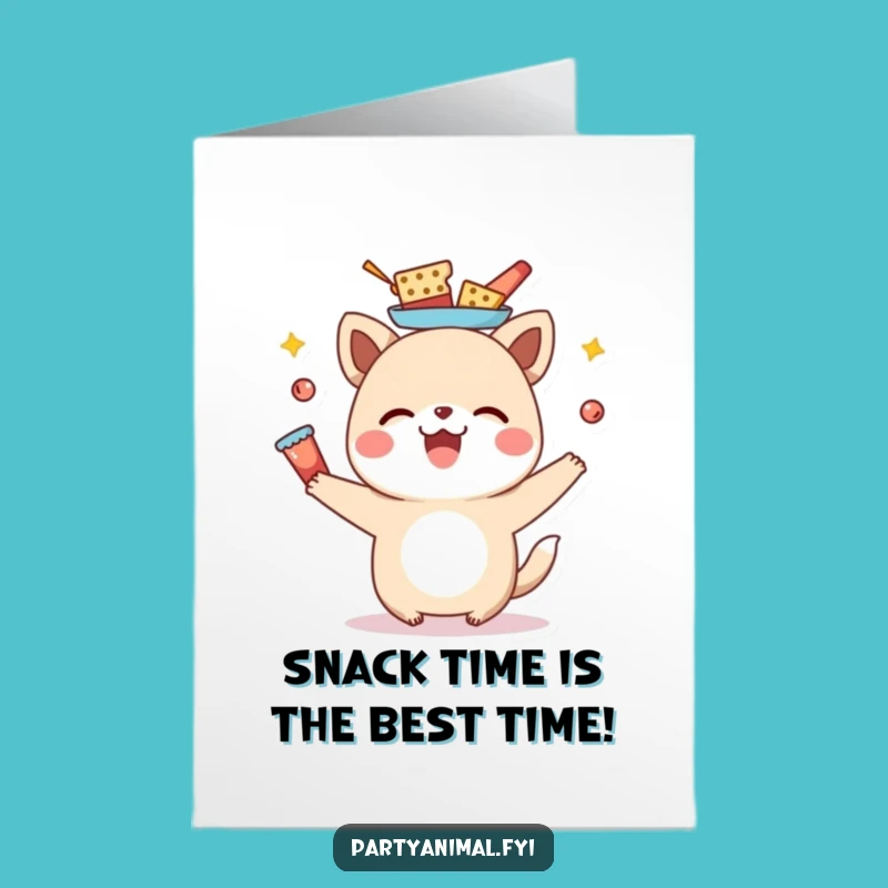 Free Printable Birthday Card: Snack-Balancing Animal for a Fun Downloadable Birthday Gift