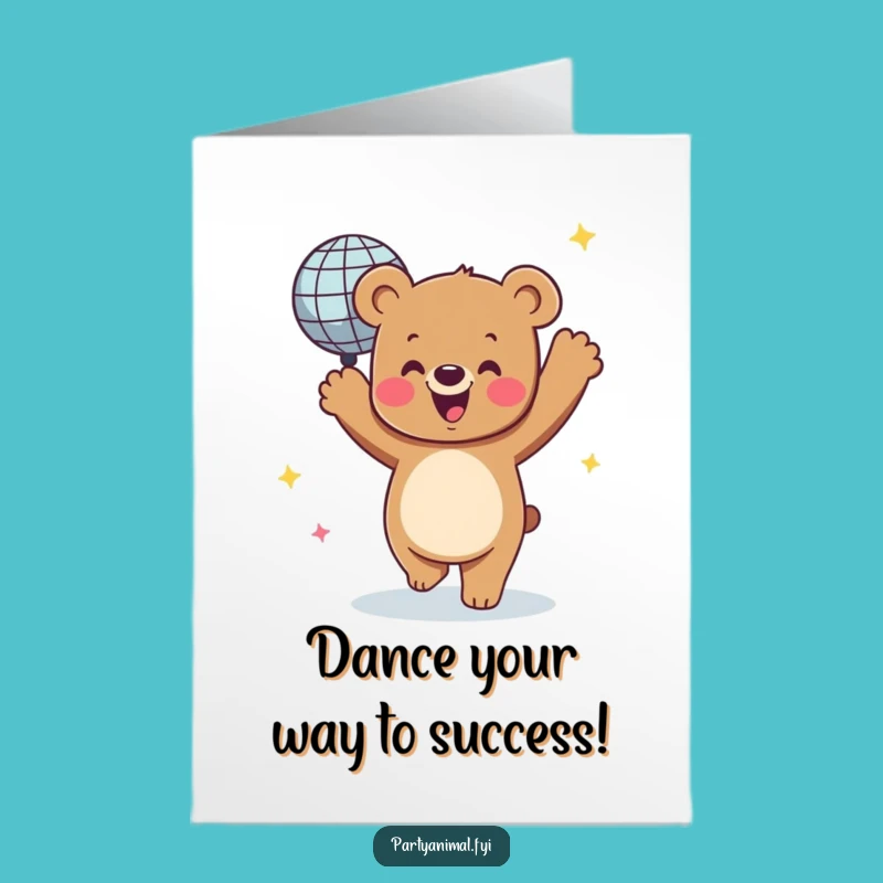 Free Printable Bear Congratulations Card: Disco Ball Dance Downloadable for Celebration Vibes
