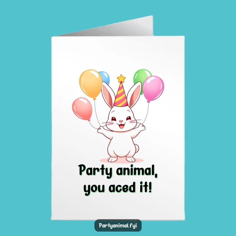 Free Printable Congrats Card: Bunny's Balloon Bonanza! Celebration Downloadable
