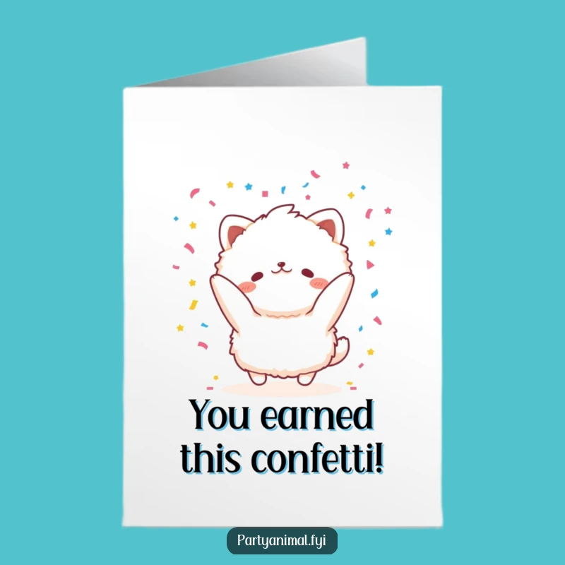 Free Printable Congrats Card: Fluffy Animal Confetti Celebration Downloadable Gift