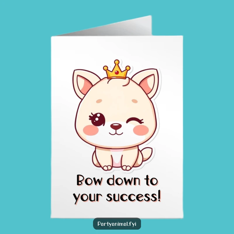 Free Printable Congrats Card: Winking Royal Animal Crown for a Triumphant Downloadable Gift