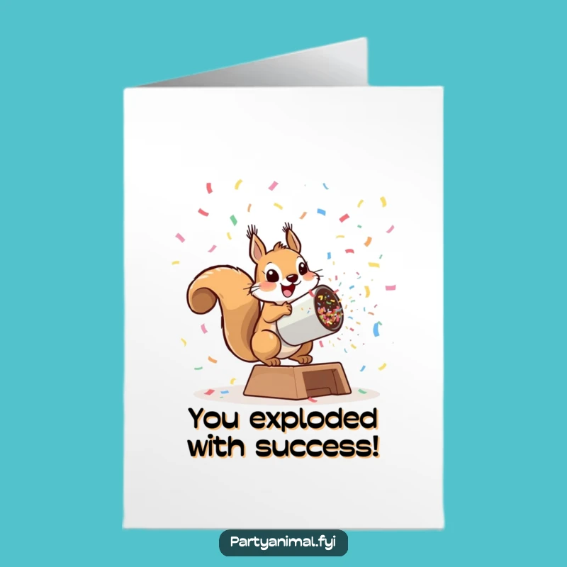 Free Printable Congratulations Card: Squirrel Cannon Blast, Exciting Downloadable for Big Achievements