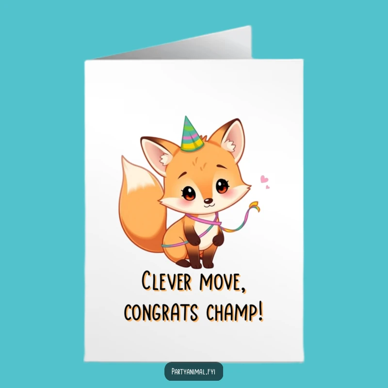 Free Printable Fox Congrats Card: Streamer Fun Downloadable Celebration