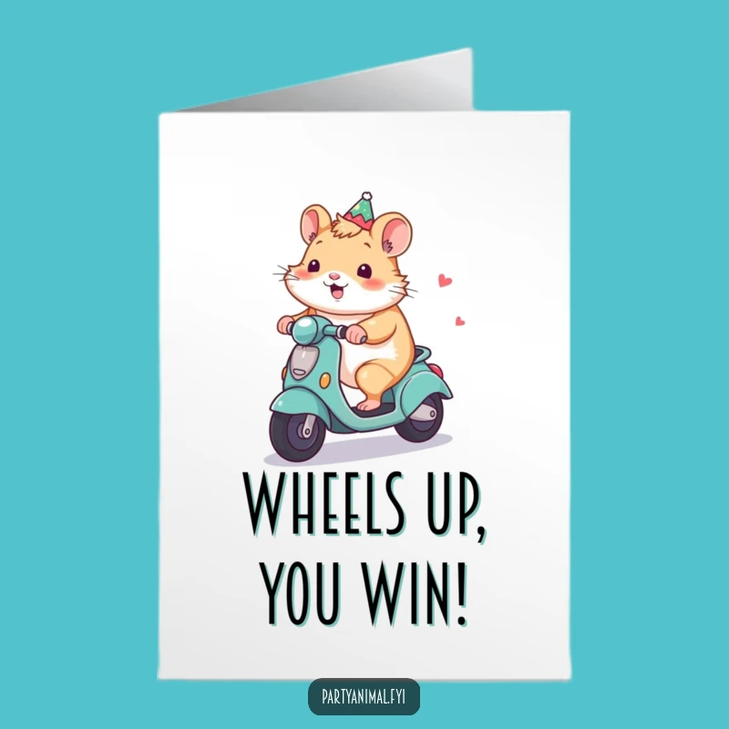 Free Printable Hamster Scooter Card: Cheerful Congrats Downloadable Gift for Fast Achievements