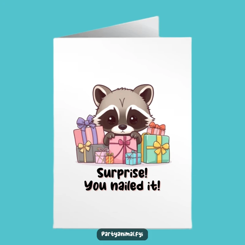 Free Printable Raccoon Congrats Card: Gift Lurker Hilarious Downloadable
