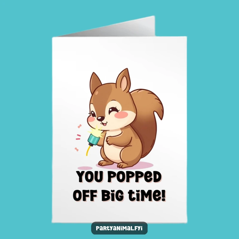 Kawaii Squirrel Popper: Free Printable Congrats Card for Excitement!