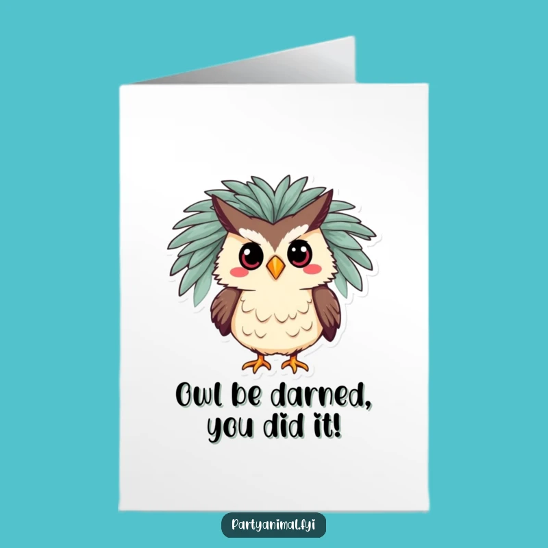Free Printable Congrats Card: Sassy Owl Boa - Glamorous Download for Success