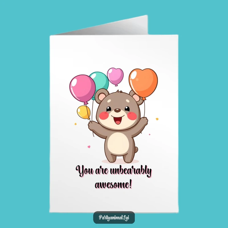 Free Printable Congrats Card: Balloon Bear, Funny Downloadable Gift for Success