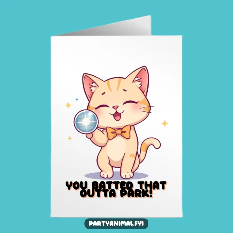 Free Printable Cat Disco Congrats Card: Funny Downloadable Gift for Shining Stars