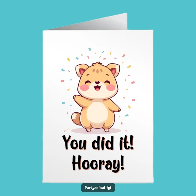 Free Printable Congrats Card: Juggling Animal Confetti, Funny Downloadable Celebration Gift