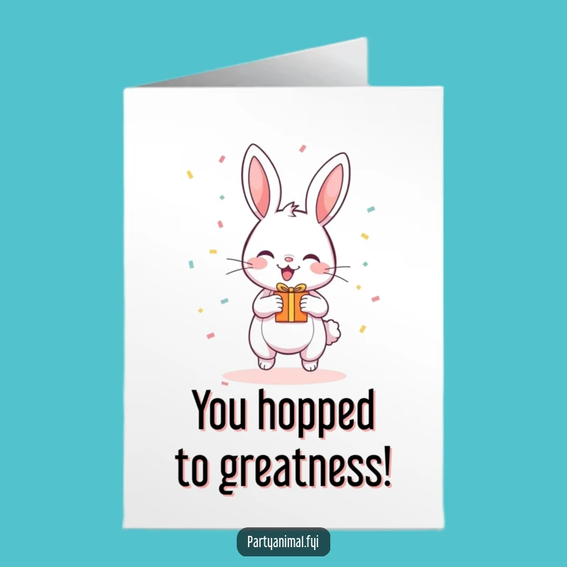 Free Printable Congrats Card: Bunny, Confetti, Gift - Joyful Downloadable Art
