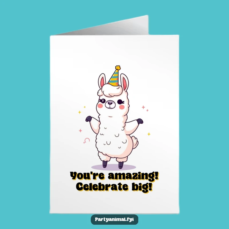 Free Printable Llama Congrats Card: Winking Horn Dancer