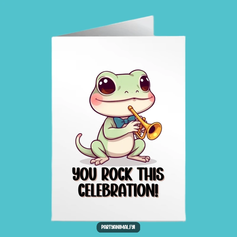 Free Printable Gecko Fanfare Card: Funny Downloadable Art for Triumphant Moments