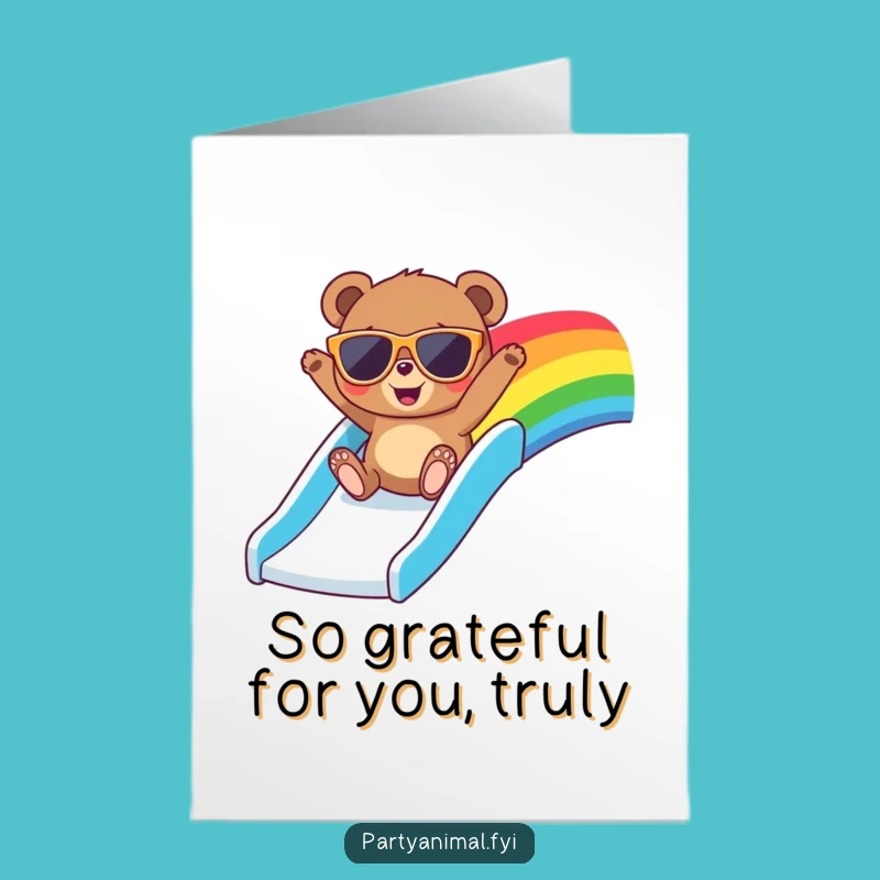 Free Printable Bear Thank You Card: Sunglasses Rainbow Slide Fun