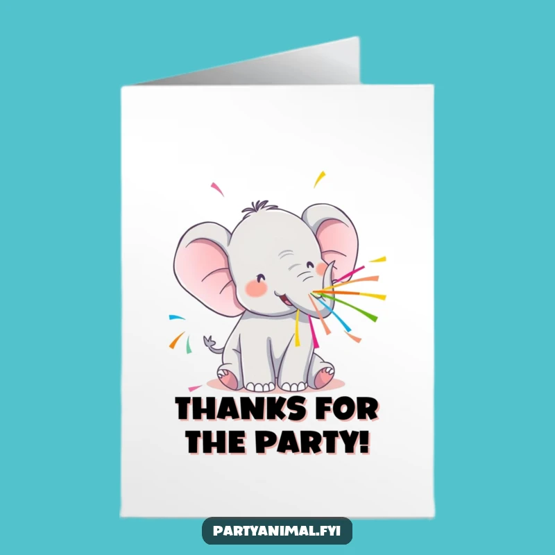 Free Printable Kawaii Elephant Thank You Card: Streamers of Gratitude!