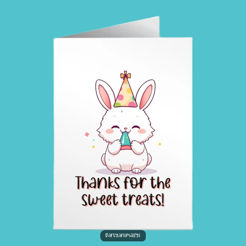 Free Printable Thank You Card: Bunny Party, Funny Downloadable Gift of Thanks