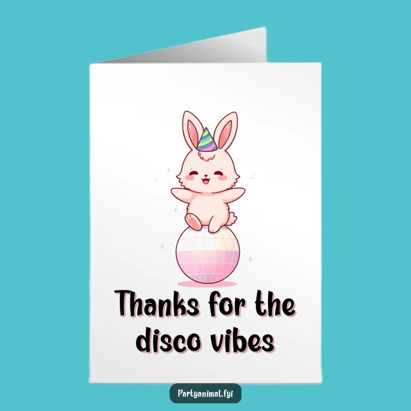 Free Printable Thank You Card: Disco Bunny, Funny Bounce of Gratitude Downloadable