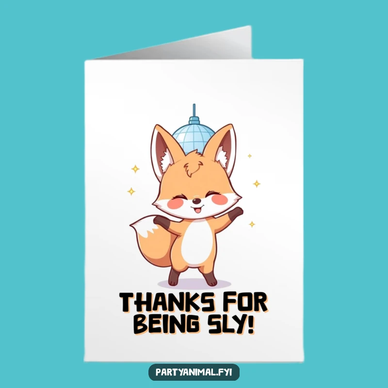 Free Printable Thank You Card: Fox Disco Thanks, Funny Downloadable Gift