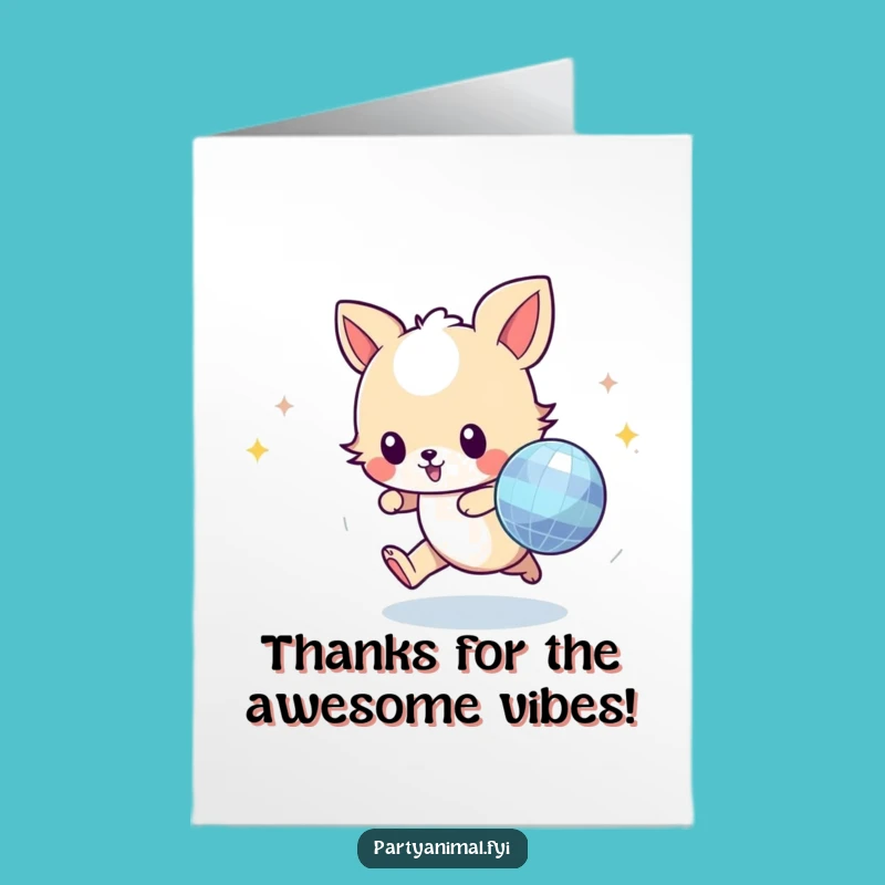 Free Printable Thank You Card: Funny Animal Disco Ball for a Groovy Thank You Downloadable Gift