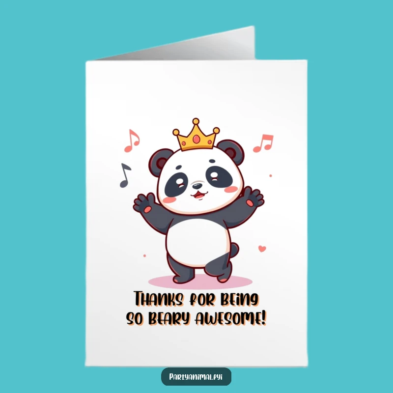 Free Printable Thank You Card: Panda's Royal Groove! A Humorous Downloadable Gift.