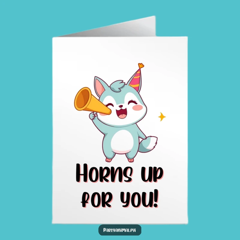 Free Printable Thank You Card: Party Horn Animal, Grateful Downloadable Gift