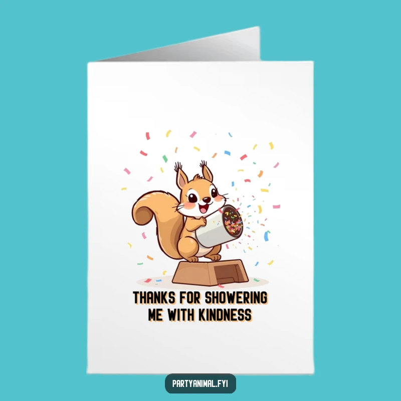 Free Printable Thank You Card: Squirrel Cannon Surprise, Grateful Downloadable for Enthusiastic Thanks
