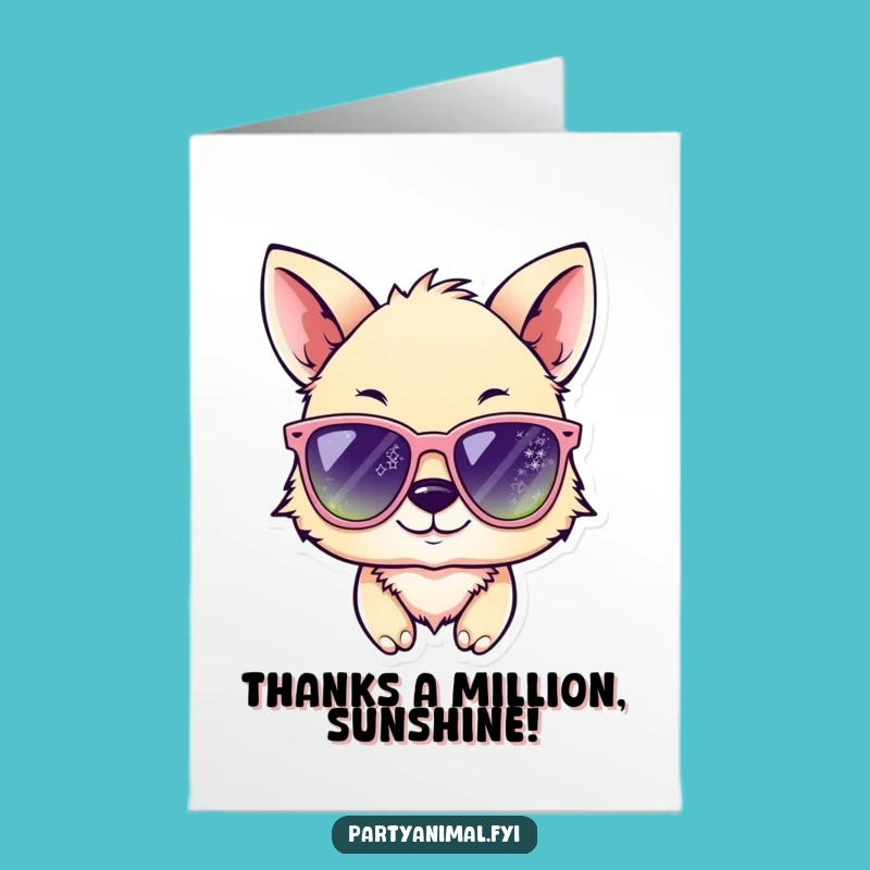Free Printable Thank You Card: Winking Animal Sunglasses Expressive Downloadable Gift